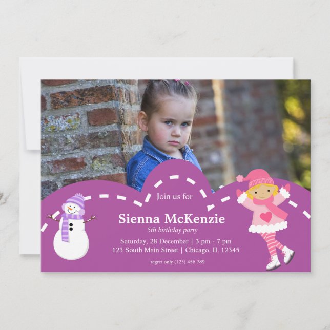 Invitación Cumpleaños del patinaje sobre hielo (Anverso)