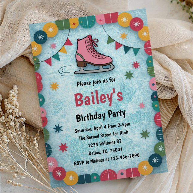 Invitación Cumpleaños del Patinaje sobre Hielo Retro (Subido por el creador)