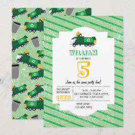 Invitación Cumpleaños del patrón del camión de basura de reci