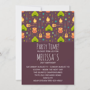 Invitación Cumpleaños del patrón rústico de camping