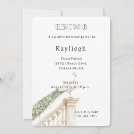 Invitación Cumpleaños del pavo real blanco