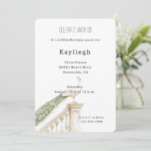 Invitación Cumpleaños del pavo real blanco