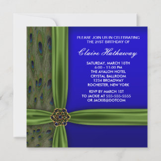 Invitación Cumpleaños del Pavo Real Esmeralda