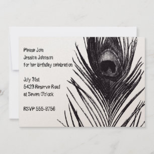 Invitación Cumpleaños del pavo real negro