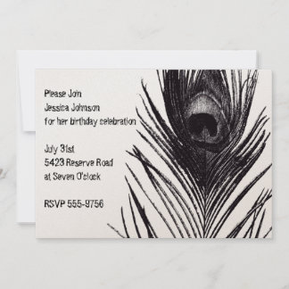 Invitación Cumpleaños del pavo real negro