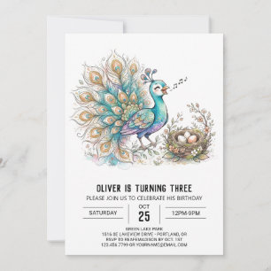 Invitación Cumpleaños del Pavo Real Real