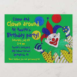 Invitación Cumpleaños del payaso que hace juegos malabares