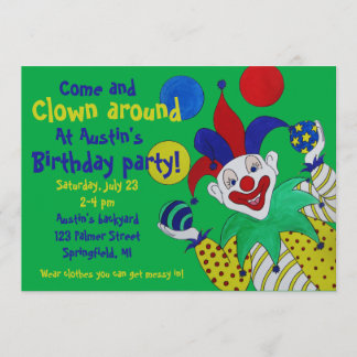 Invitación Cumpleaños del payaso que hace juegos malabares