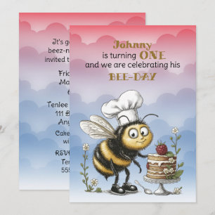 Invitación Cumpleaños del pequeño bebé niño por primera vez