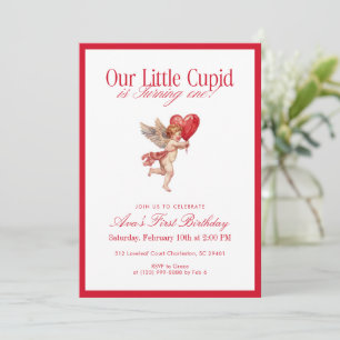 Invitación Cumpleaños del pequeño Cupido para San Valentín