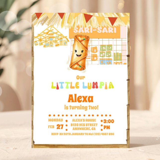 Invitación Cumpleaños del Pequeño Lumpia Filipino (Filipino Birthday Invitation, Little Lumpia, Lumpia Theme Birthday, Lumpia Birthday Invite)
