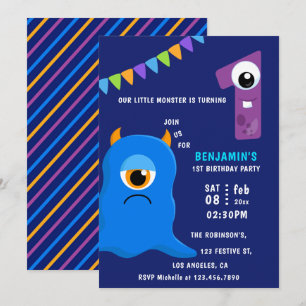 Invitación Cumpleaños del pequeño monstruo niño 1er año
