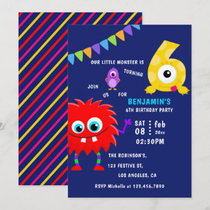 Invitación Cumpleaños del pequeño monstruo número 6