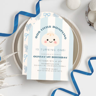 Invitación Cumpleaños del pequeño niño de rayas azules Dumpli