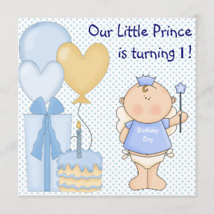 Invitación Cumpleaños del pequeño príncipe niño 1 año