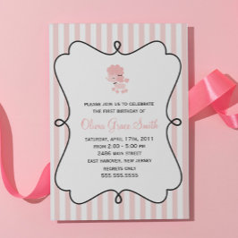 Invitación Cumpleaños del perro caniche rosado francés
