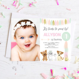 Invitación Cumpleaños del perro con cachorro, amantes de los 