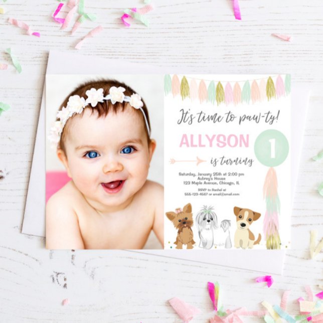 Invitación Cumpleaños del perro con cachorro, amantes de los  (Subido por el creador)