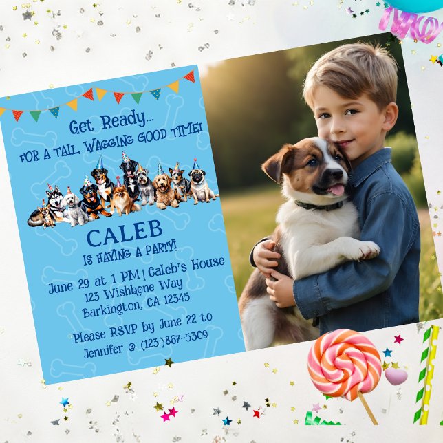 Invitación Cumpleaños del perro con pipa personalizada (Subido por el creador)