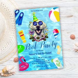 Invitación Cumpleaños del perro Fiesta de la piscina