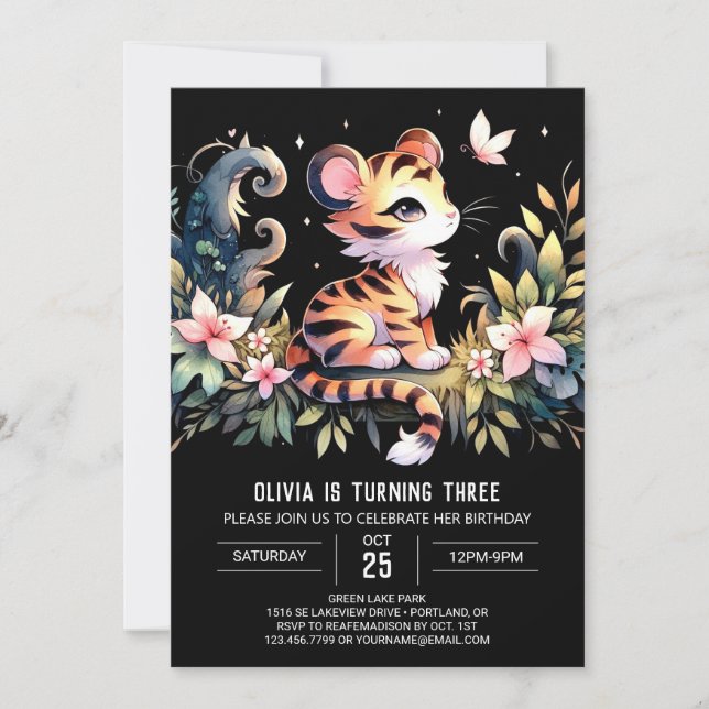 Invitación Cumpleaños del personalizado Castle Tiger (Anverso)
