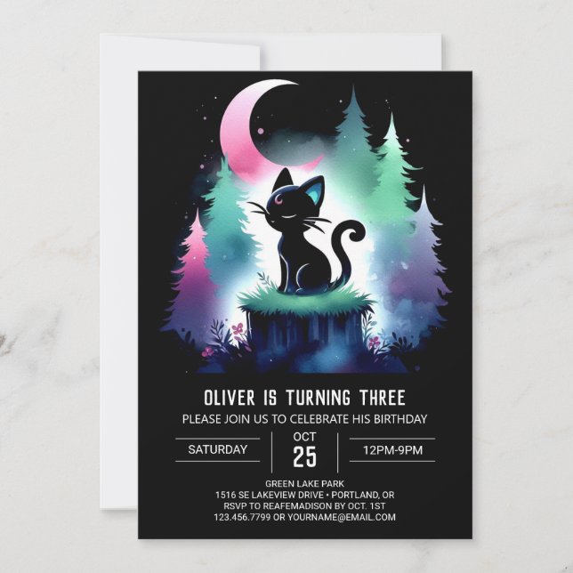 Invitación Cumpleaños del personalizado Cute Cat (Anverso)