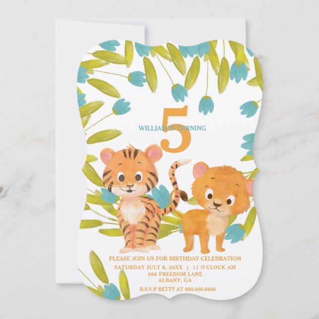 Invitación Cumpleaños del personalizado de Animal Safari Pers (Anverso)