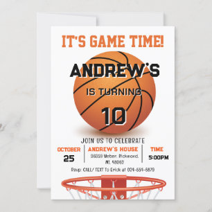 Invitación Cumpleaños del personalizado de Baloncesto con inv