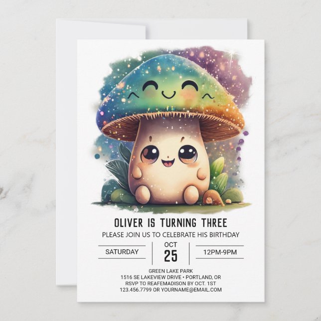 Invitación Cumpleaños del Personalizado de Woodland Mágico (Anverso)