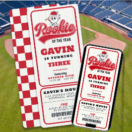 Invitación Cumpleaños Del Personalizado Del Béisbol Rookie Of