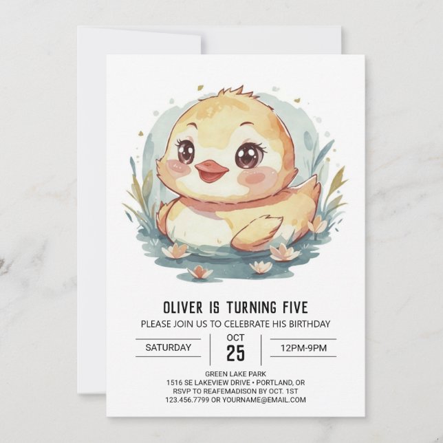 Invitación Cumpleaños del Personalizado del río Duck (Anverso)