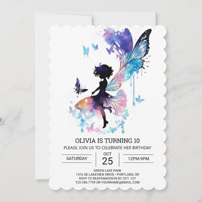 Invitación Cumpleaños del personalizado Fairy Garden (Anverso)