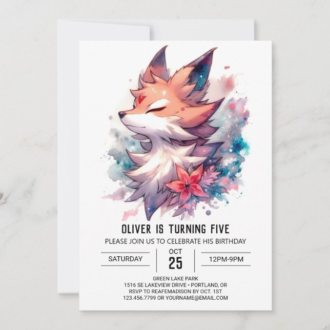 Invitación Cumpleaños del Personalizado Fox (Anverso)