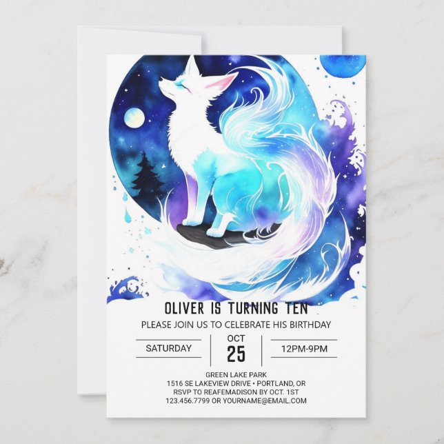 Invitación Cumpleaños del personalizado Fox Kids (Anverso)