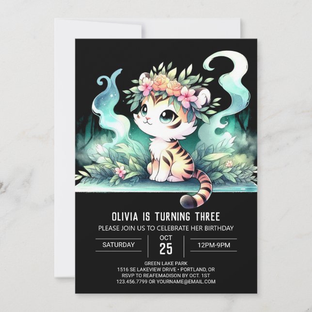 Invitación Cumpleaños del Personalizado Jungle Tiger (Anverso)