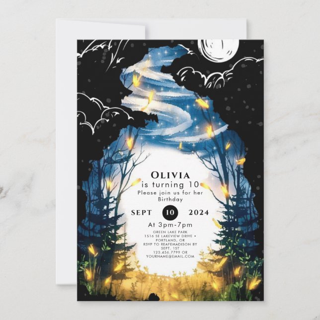 Invitación Cumpleaños del Personalizado Mágico Woodland (Anverso)