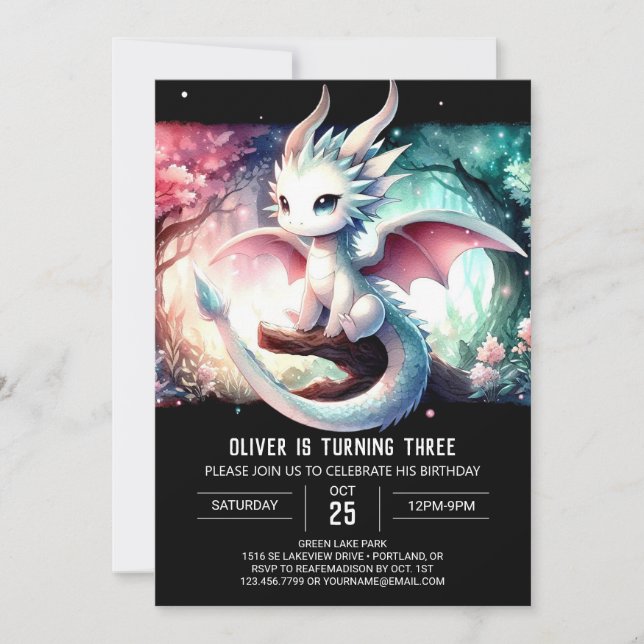 Invitación Cumpleaños del personalizado Majestic Dragon (Anverso)