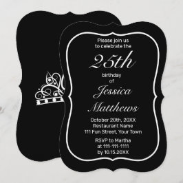 Invitación Cumpleaños del Personalizado negro blanco Minimali