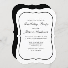 Invitación Cumpleaños del Personalizado negro blanco Minimali