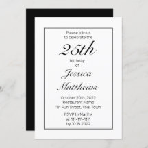 Cumpleaños del Personalizado negro blanco Minimali