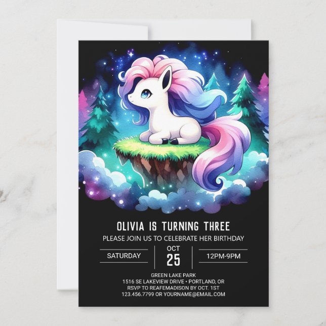 Invitación Cumpleaños del personalizado Pastel (Anverso)