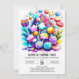 Invitación Cumpleaños del personalizado Rainbow Candyland