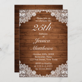 Invitación Cumpleaños del Personalizado Rustic Wood & White L