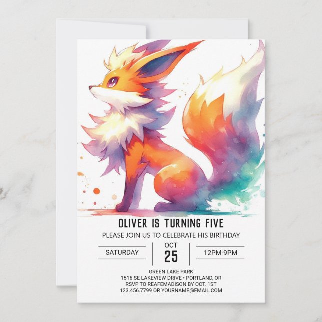 Invitación Cumpleaños del Personalizado Whimsical Fox (Anverso)