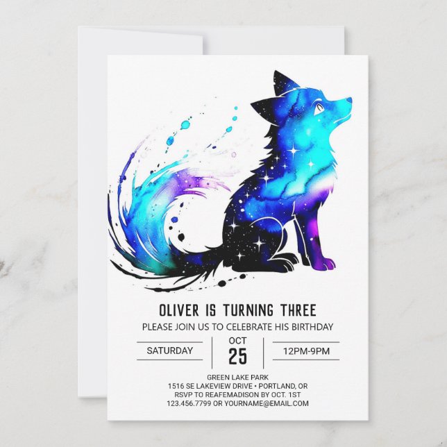 Invitación Cumpleaños del Personalizado Wolf Digital Boy (Anverso)