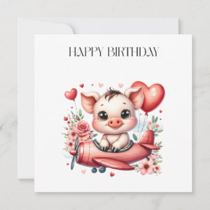 Invitación Cumpleaños del piloto cerdo