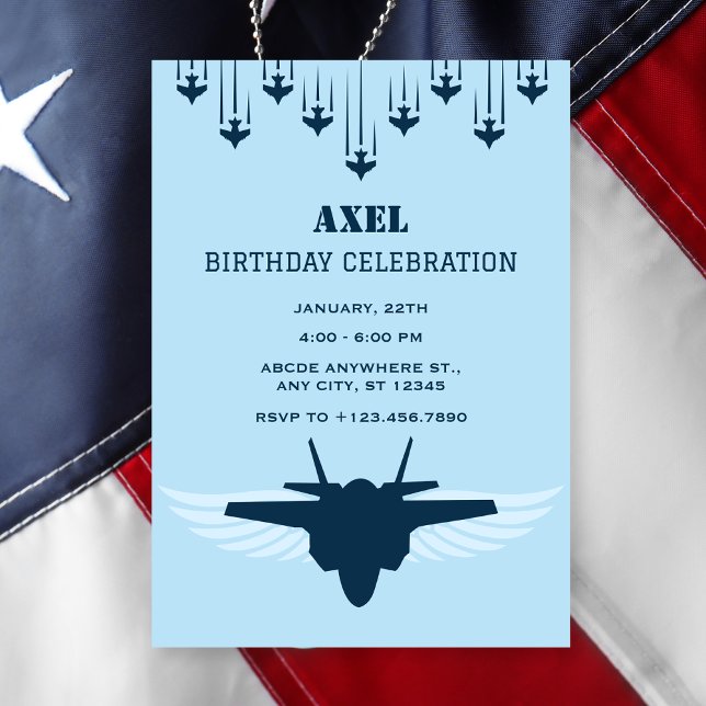 Invitación cumpleaños del piloto de la Fuerza Aérea (Subido por el creador)