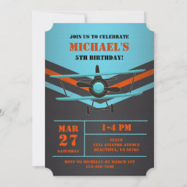 Invitación Cumpleaños del piloto de niños del avión de aviaci