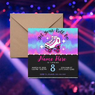 Invitación Cumpleaños del Pink Purple Roller