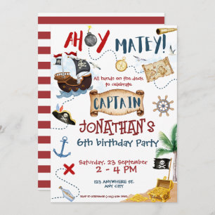 Invitación Cumpleaños del Pirata Cute